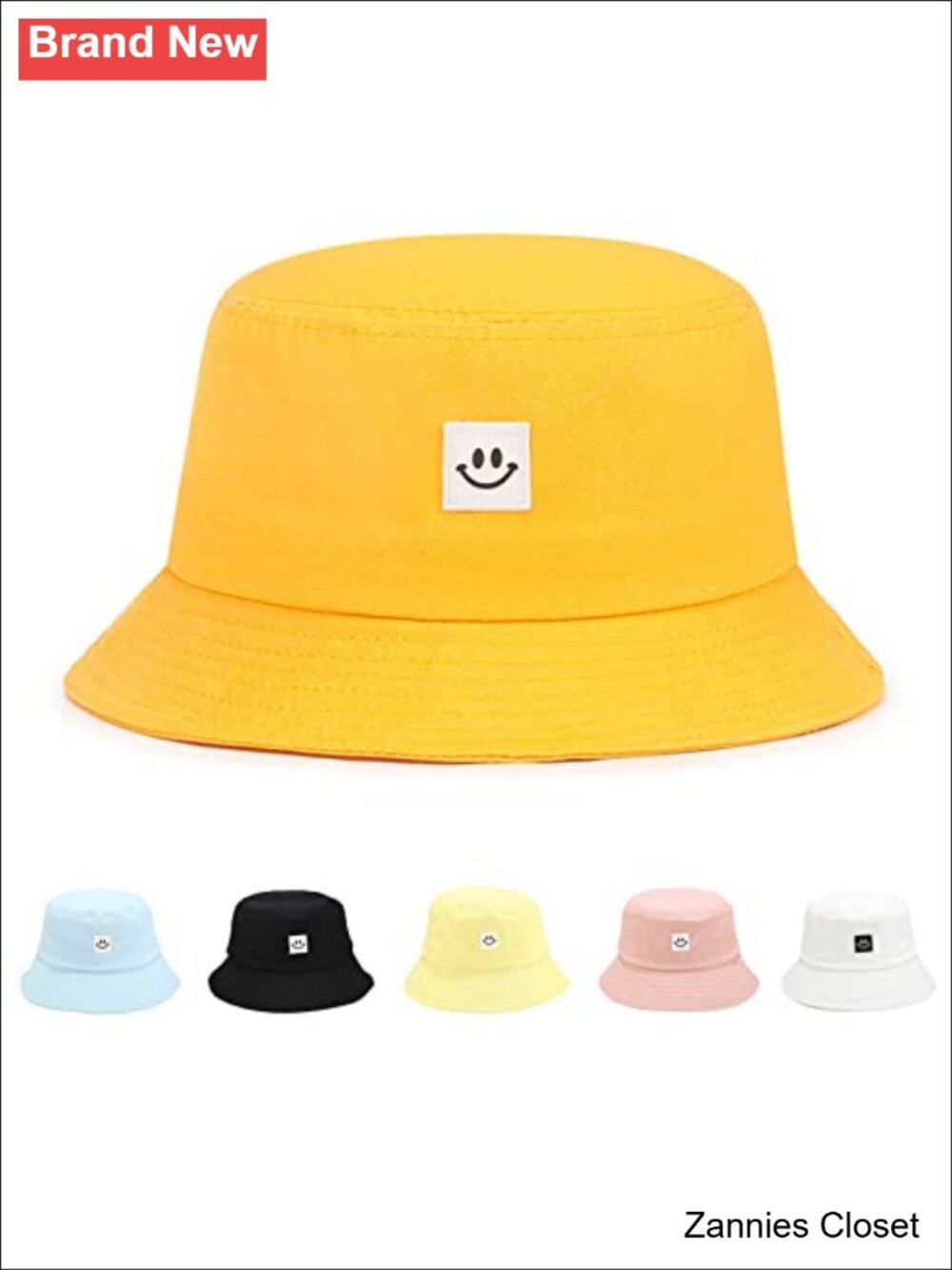 🤠 Kids Sun Hat Smile Face Bucket Hat Cotton Unisex Summer Beach Cap